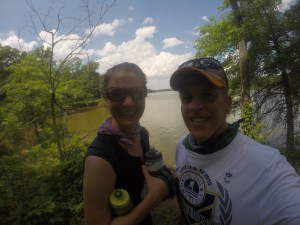 I think it's impressive that I am still smiling because a half mile earlier I was trying to avoid a nose-dive after a root-tripping incident.