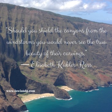 “Should you shield the canyons from the windstorms you would never see the true beauty of their carvings.” ― Elisabeth Kübler-Ross