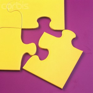 Corner Jigsaw Puzzle Piece --- Image by © Lawrence Manning/Corbis